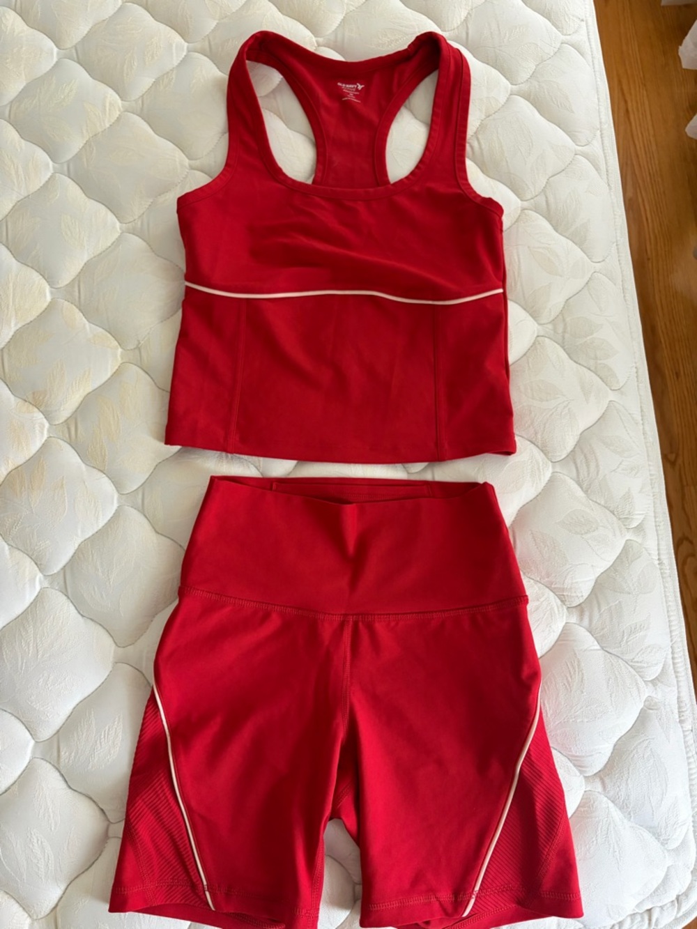 Old Navy Red Active Tank and High-Rise Bike Shorts